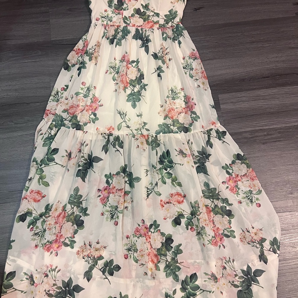 Fashion Nova Floral Kids Dress in White and Pink